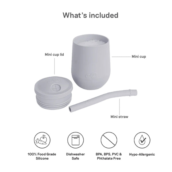 EzPz Mini Cup + Straw Training System for Toddlers - Pewter - Dezine Kids