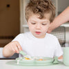 EzPz Mini Feeding Set for Toddlers (Mat, Spoon & Fork) - Sage