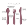 EzPz Happy Utensils for Toddlers(Spoon, Fork & Knife) - Mauve