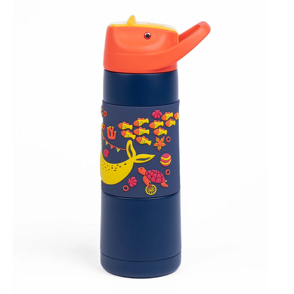 Kicups Grip Flow Stainless Steel Insulated Straw Bottle with Slider Lid 550ml - Fin Fiesta
