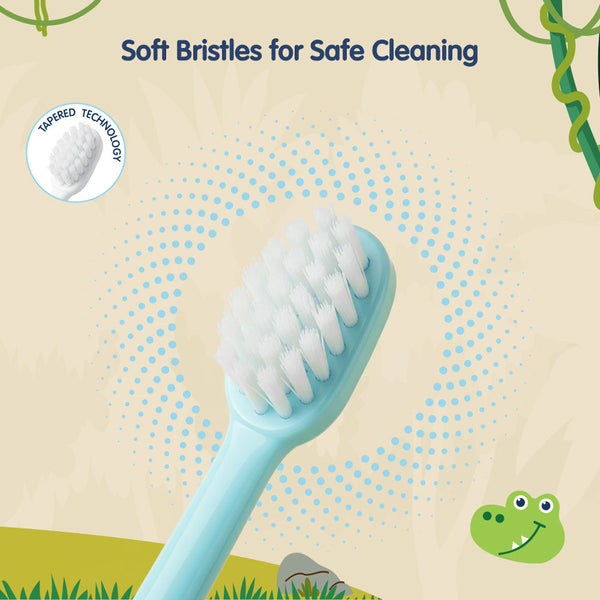 Hopop Kids Toothbrush for 3–8 Years | Extra Soft Bristles | Crocodile Design - Dezine Kids