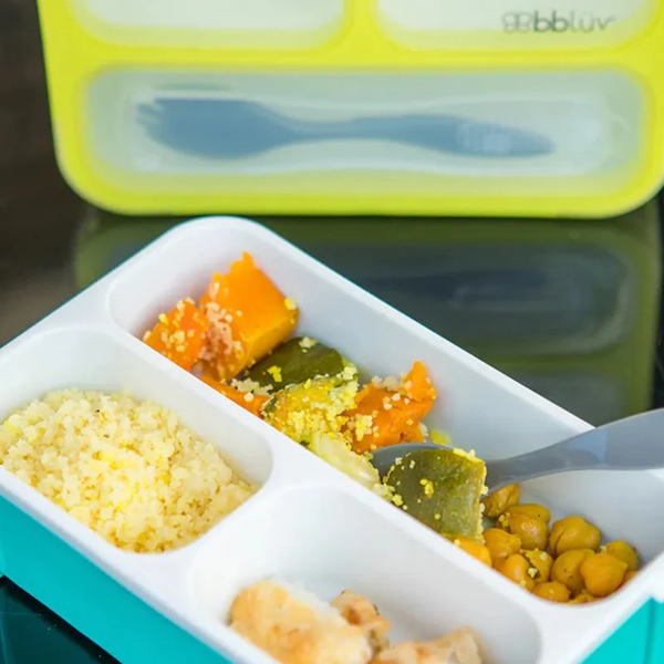 Bbluv Bento Complete Sealed Lunchbox with Spork - Aqua - Dezine Kids
