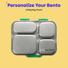 Basil 4 Compartment Stainless Steel Lunchbox with Plastic Lid - Retro Stack