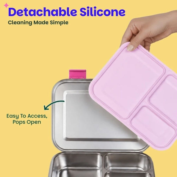 Basil 3 Compartment easy open-close Lunchbox - Pixie Dash