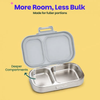 Basil 2 Compartment Stainless Steel Lunchbox with Plastic Lid - Classic Grey