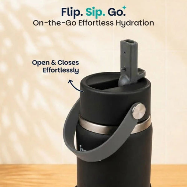 Basil Insulated Stainless steel Sipper with Carry Handle - Classic Black
