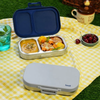Basil 2 Compartment Stainless Steel Lunchbox with Plastic Lid - Classic Grey