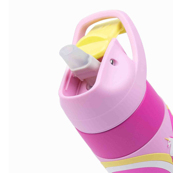 Kicups Grip Flow Stainless Steel Insulated Straw Bottle with Slider Lid 550ml- Whimsical Wonderland