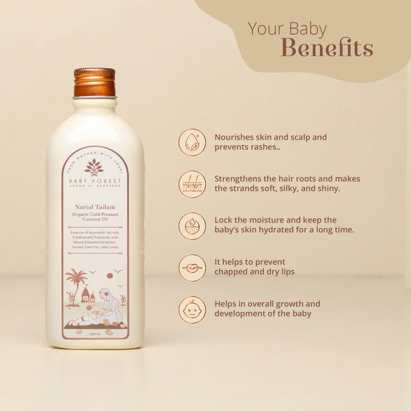 Narial Tailam Organic Cold Pressed Coconut Oil 200Ml - dezinekids.com