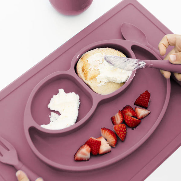 EzPz Happy Utensils for Toddlers(Spoon, Fork & Knife) - Mauve