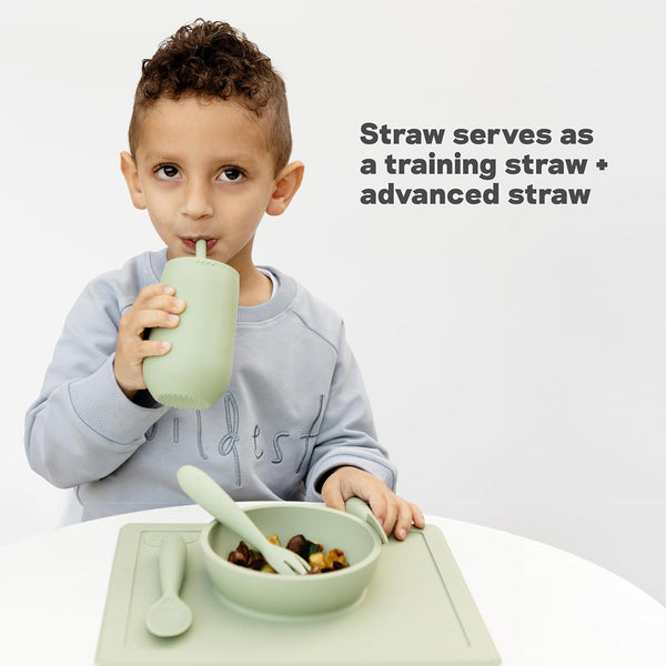 EzPz Happy Cup + Straw Training System for Toddlers - Pewter - Dezine Kids