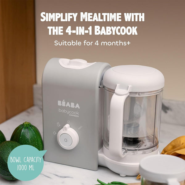 Beaba Babycook Express Multifunctional Baby Food Processor, Blender, Steamer, Sterilizer and Cooker - Velvet Grey