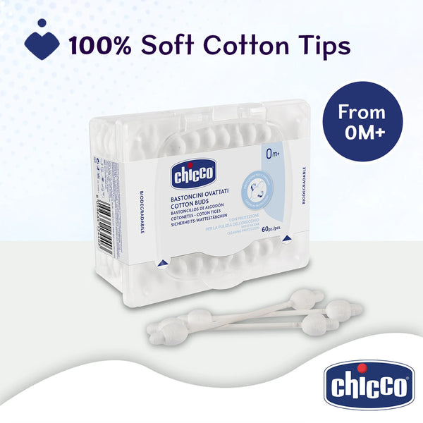 Chicco Cotton Buds With Ear Drum Protection - 90 Pcs