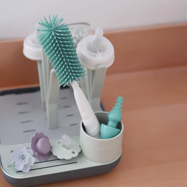 Beaba 2 in 1 Silicone Bottle Brush - Sage Green - Dezine Kids