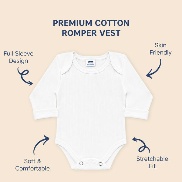 Hopop Baby 100% Cotton Soft & Warm Thermal Full Sleeves Romper Vest with Envelope Neck Design
