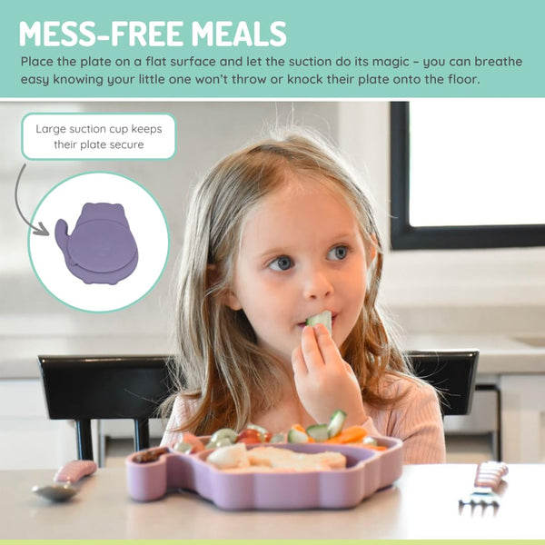 Melii 100% Food Grade Silicone Plate Suction Base With Divided Sections - Cat