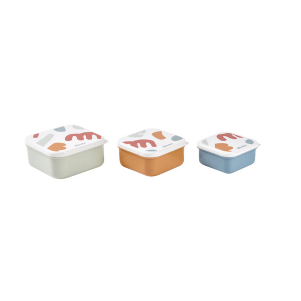 Beaba Snack Box, Easy to Open Lids, Stackable, Lightweight, Leak Resistant Snacks Containers Set of 3, (500ml, 350ml, 230ml) - Multicolor