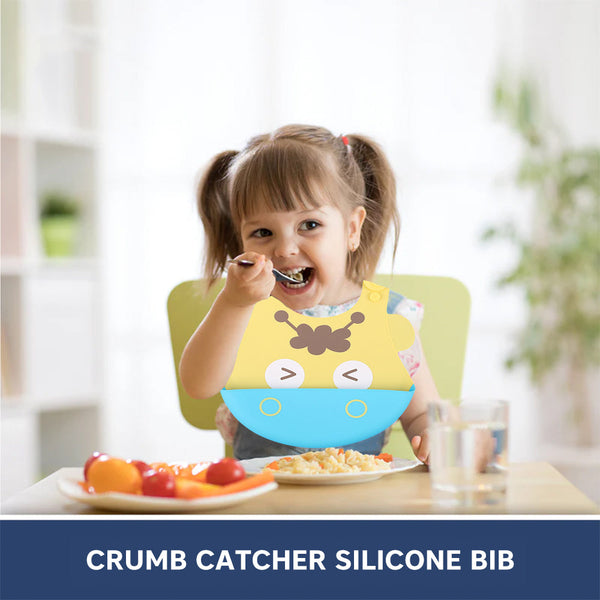 Hopop Easy Clean Crumb Catcher Silicone Bib - Dezine Kids