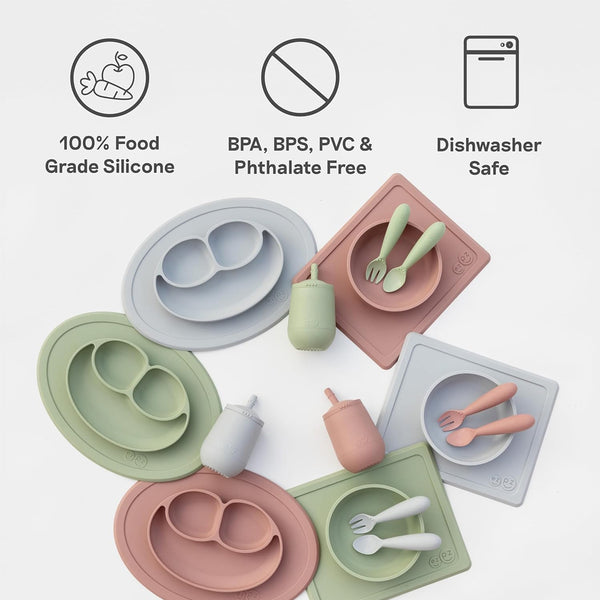 EzPz Mini Bowl 100% Food Grade Silicone Suction Bowl, Non Slip, BPA Free - Pewter