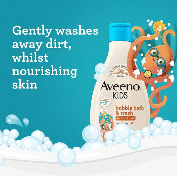 Aveeno Baby Kids Bubble Bath & Wash Enriched With Soothing Oat Extract - 250ml
