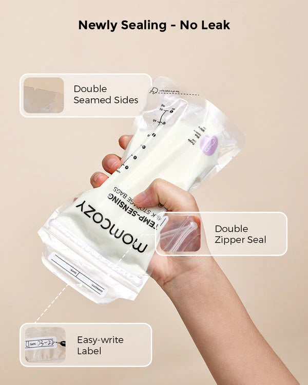 Momcozy Breastmilk Storage Bags, No Leak Easy Seal Disposable Freezer Safe with Measurement Markings, 180 ml - Pack of 50