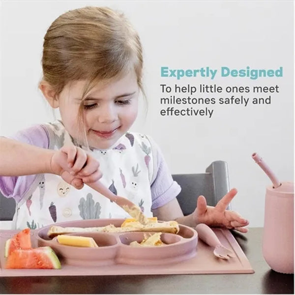 EzPz Happy Utensils for Toddlers(Spoon, Fork & Knife) - Blush