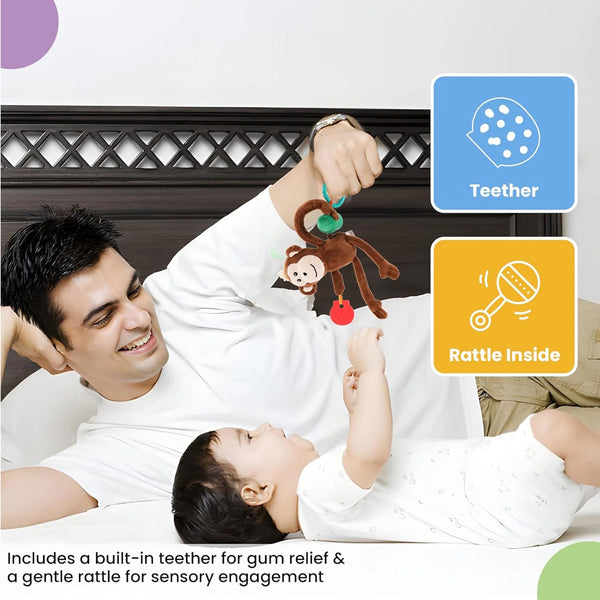 Nuluv Jittery Baby Toy, Vibrating Plush with Soft Fabric - Monkey