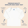 Hopop Baby 100% Soft & Stretchable Cotton Full Sleeve Vest – Envelope Neck, White