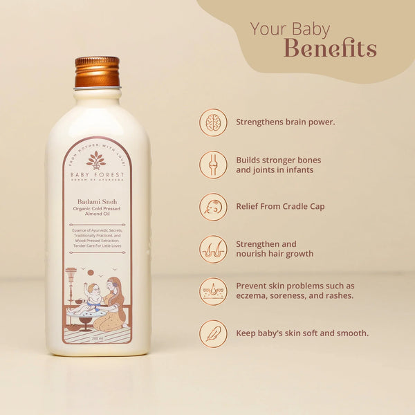Badami Sneh Organic Cold Pressed Almond Oil 200 Ml - dezinekids.com