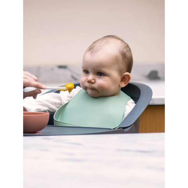 Beaba Silicone Waterproof Baby Feeding Bib with Food Catcher Pocket, BPA-Free, Easy to Clean - Sage Green