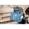 Beaba Paris Puffer Baby Diaper Bag with Large Capacity, Multi Pocket Organizer with Changing Pad, Insulated Bottle Pouch & Stroller Clips - Baltic Blue