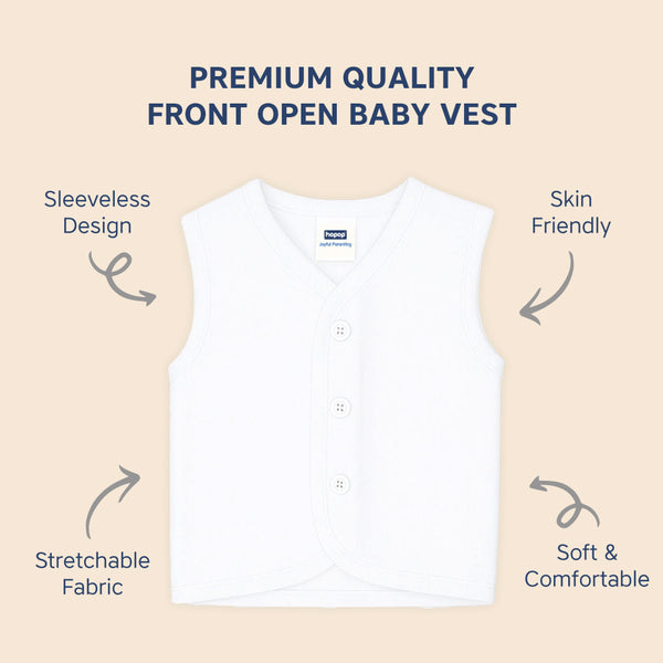 Hopop Front Open Sleeveless Cotton Vest for Babies - Dezine Kids