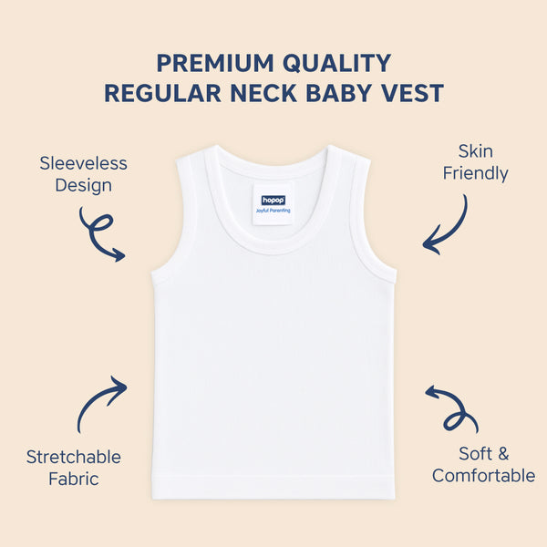 Hopop Baby Round Neck Sleeveless Cotton Vest Pack of 1