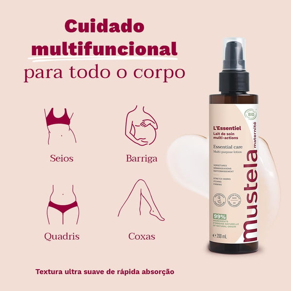 Mustela Essential Care, Multi-Action Stretch Mark Treatment, Breast and Body, Prevents Stretch Marks, 99% Natural Ingredients - 200 ml - Dezine Kids