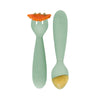 EzPz Mini Utensils for Toddlers (Spoon & Fork) - Sage - Dezine Kids