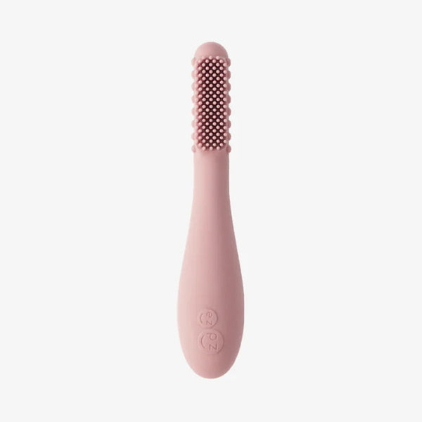 EzPz Baby Led Toothbrush 100% Silicone Infant Toothbrush with Dual Sided Bristles & Sensory Bumps - Blush