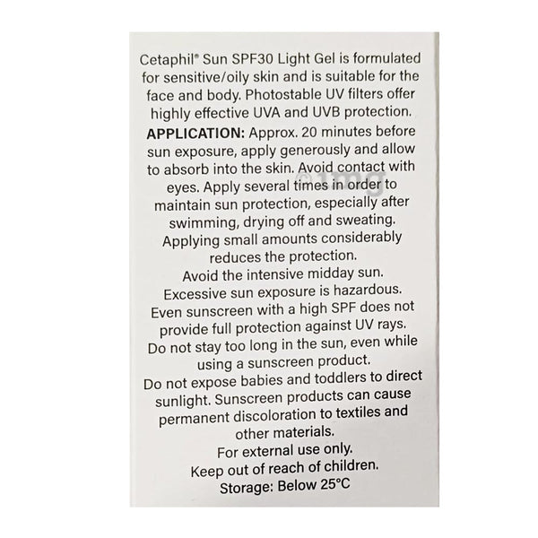 Cetaphil Sun Light High Protection Sunscreen Gel with SPF 30 - 100ml