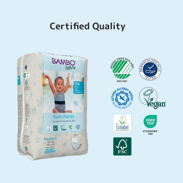 Bambo Nature Disposable Swim Diaper Pants, Size M (12+ kg) - Dezine Kids