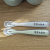 Beaba 1st Stage Silicone Spoon with Ultra Soft Tip, Gum Friendly, Ergonomic Handles, Set of 2 - Velvet Grey/Sage Green