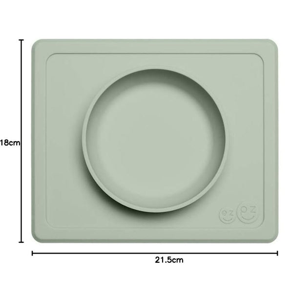 EzPz Happy Bowl 100% Food Grade Silicone Suction Bowl with Built In Placemat - Sage