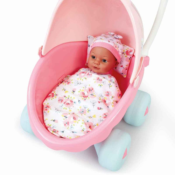 Elc Stroller Pram with Canopy & Large Wheels Pretend Play Toy - Dezine Kids