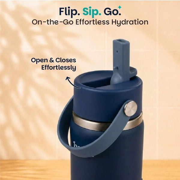 Basil Insulated Stainless steel Sipper with Carry Handle - Classic Navy
