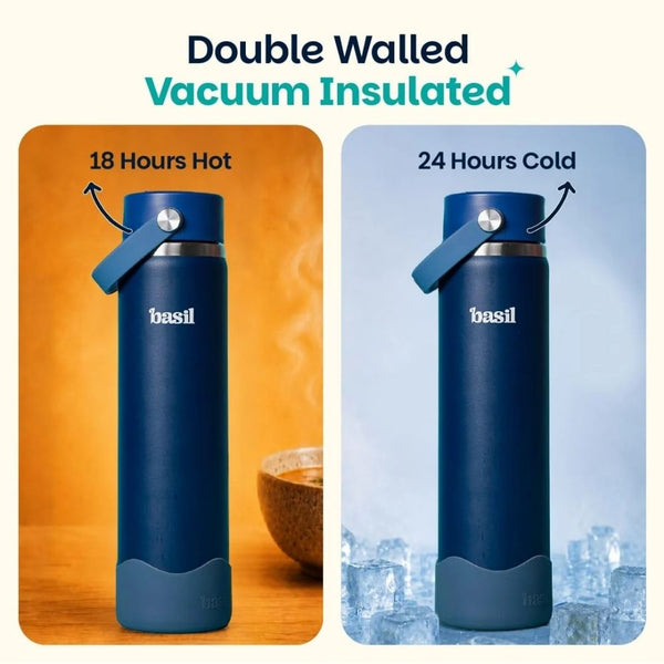 Basil Insulated Stainless steel Sipper with Carry Handle - Classic Navy