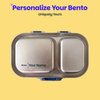Basil 2 Compartment Stainless Steel Lunchbox with Plastic Lid - Classic Blue