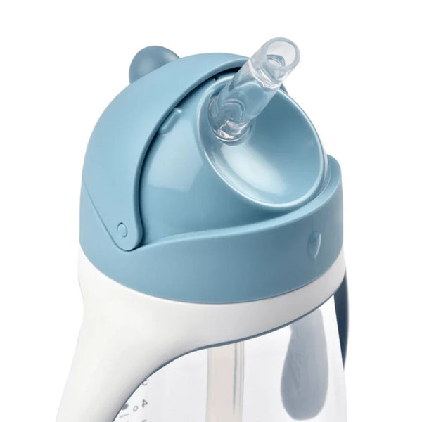 Beaba 2 in 1 Baby Sipper Water Bottle, Anti Spill Sippy Cup with Soft Silicone Straw for Toddler, Removable Handles, 300ml - Windy Blue - Dezine Kids