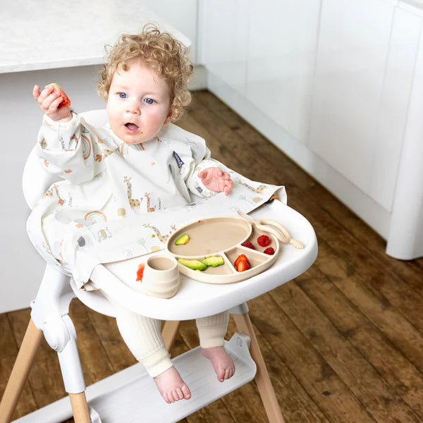 Bibado Long Sleeve Coverall Weaning Bib - Serengeti White