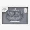 Ezpz Happy Mat 100% Food Grade Silicone Toddler Suction Plate with Built In Placemat, Smile Design Divided Plate - Grey