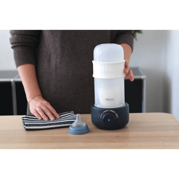 Beaba Baby 3 in 1 Bottle Warmer, Ultra Fast, Reheats Milk, Baby Food, Compact Design - Night Blue