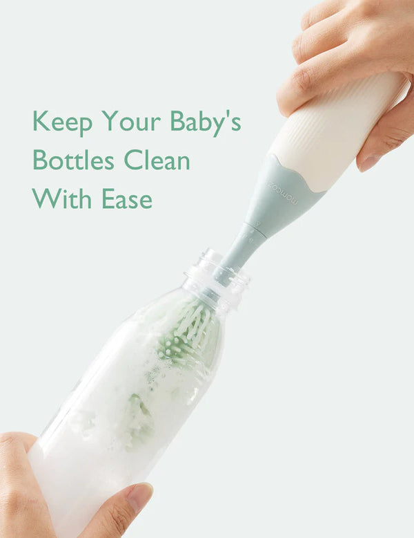Momcozy Push Press Bottle Brush Kit, Press Bubble Design, 360° Cleaning - Green
