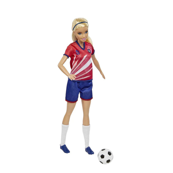Barbie Soccer Doll, Blonde, #9 Uniform, Soccer Ball, Cleats, Socks